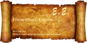 Ehrenthal Edvin névjegykártya